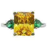 Classic Yellow Citrine and Green CZ Stone Ring Rings Trendzio 