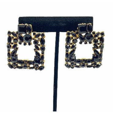 Crystal Square Drop Earrings Earrings Trendzio Black 