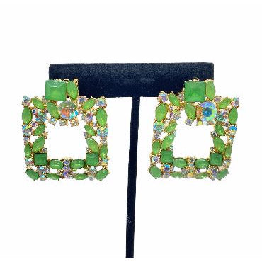 Crystal Square Drop Earrings Earrings Trendzio Green 