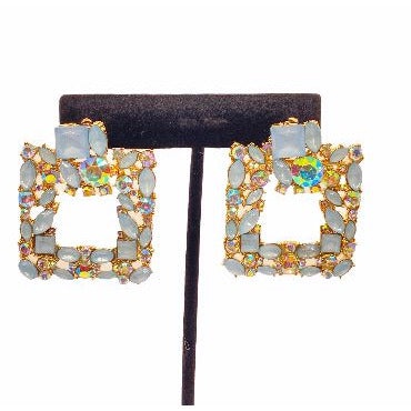 Crystal Square Drop Earrings Earrings Trendzio Light Blue 