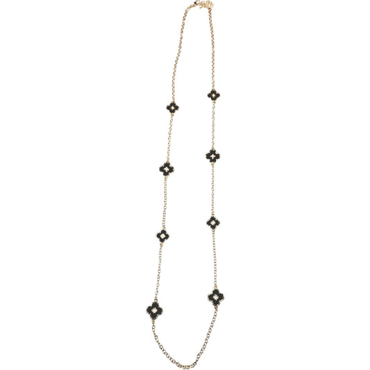 Delcy Onyx Flower Necklace Necklaces Trendzio 