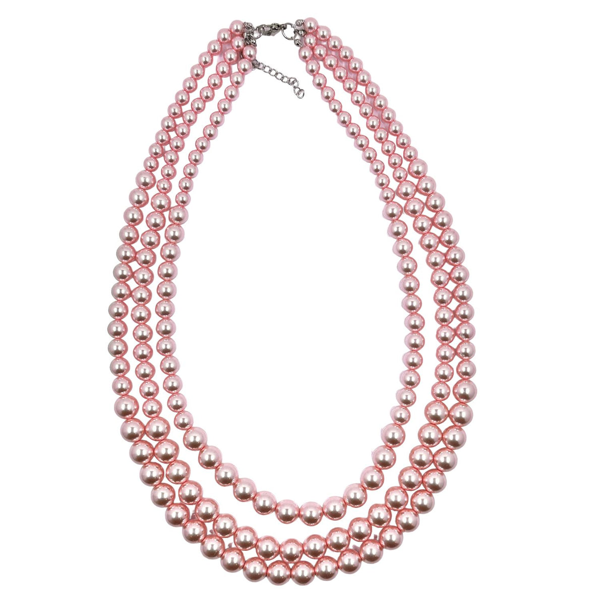 Delsia 3 Strand Pearl Necklace necklace TRENDZIO Pink 