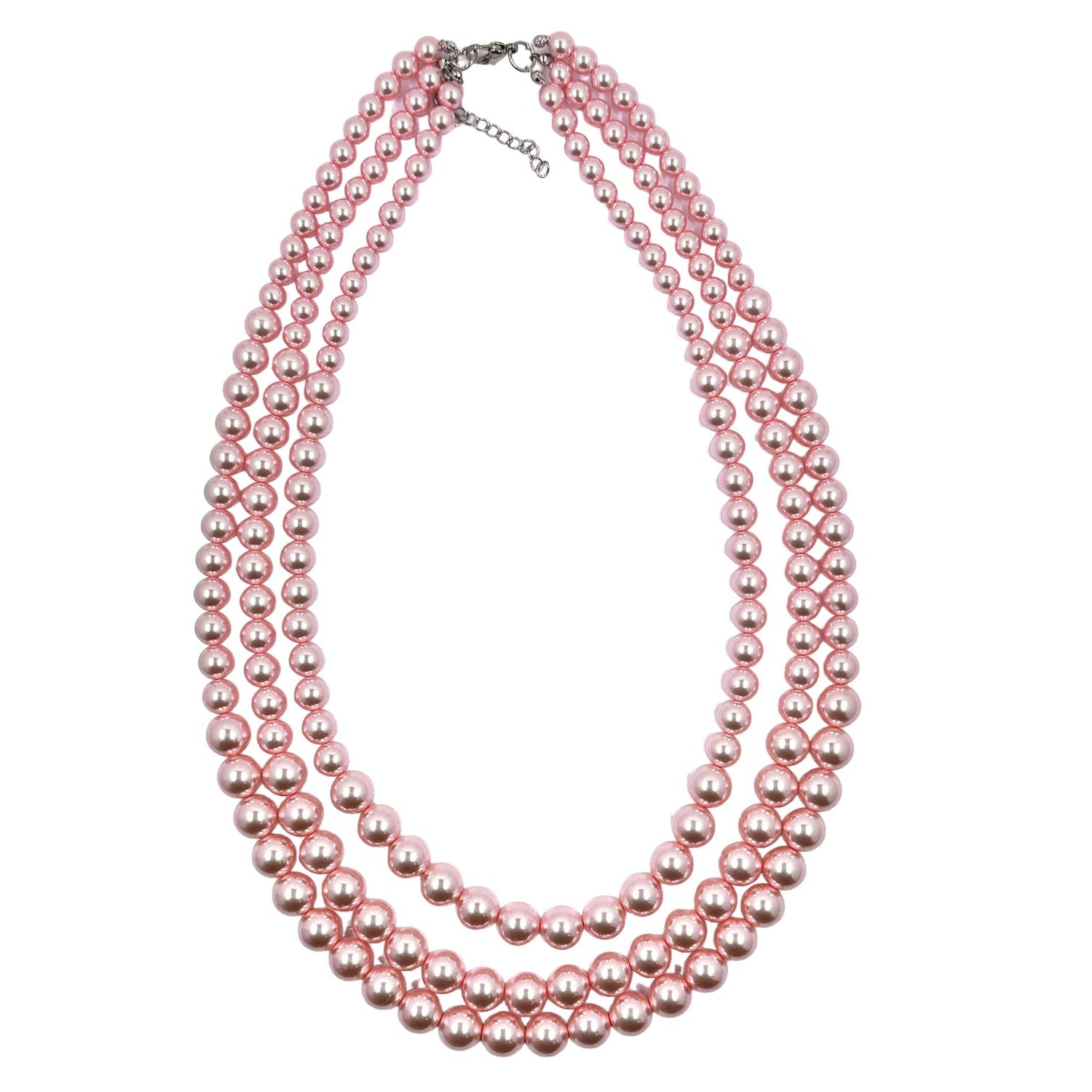 Delsia 3 Strand Pearl Necklace necklace TRENDZIO Pink 