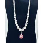 Delta Sigma Theta Glass Pearl Necklace with Shield Necklaces Trendzio 