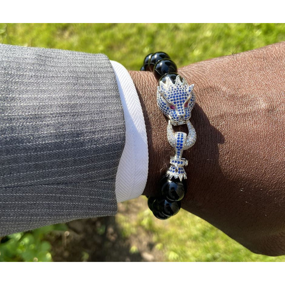 Dragon Head CZ Clasp Stone Bead Bracelet Bracelets TRENDZIO 