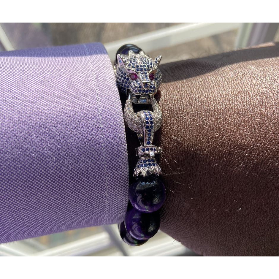 Dragon Head CZ Clasp Stone Bead Bracelet Bracelets TRENDZIO 