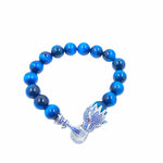 Dragon Head CZ Clasp Stone Bead Bracelet Bracelets TRENDZIO Blue Teal Tiger's Eye 