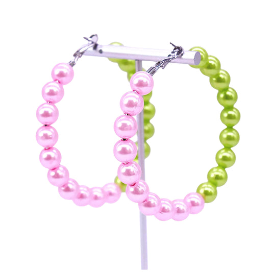 Dulce Pink and Green Hoop Earrings Earrings TRENDZIO 