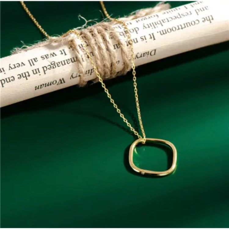 Ethos Sterling Silver Geometric Circle Minimalist Necklace Necklaces TRENDZIO Gold 