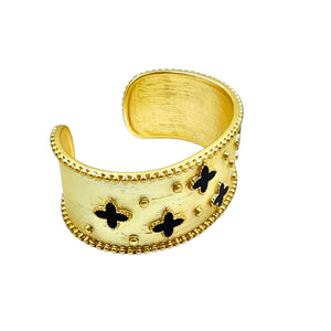 Eza Clover Gold Cuff Bracelet Bracelets TRENDZIO 