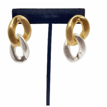 Gold and Silver Link Earrings Earrings Trendzio 