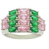 Green Emerald and Pink Sapphire Cluster Baguette Ring Rings Trendzio 5 