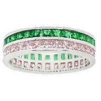 Green Emerald and Pink Sapphire Eternity Ring Rings Trendzio 5 