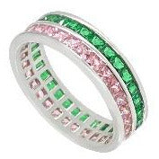 Green Emerald and Pink Sapphire Eternity Ring Rings Trendzio 