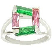 Green Emerald and Pink Sapphire Step Infinity Ring Rings Trendzio 5 