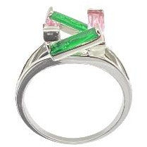 Green Emerald and Pink Sapphire Step Infinity Ring Rings Trendzio 