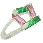 Green Emerald and Pink Sapphire Step Infinity Ring Rings Trendzio 
