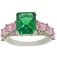 Green Emerald Cut and Pink Sapphire Victorian Ring Rings Trendzio 5 
