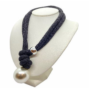 Handmade Unique Adjustable Rope Necklace with Big Pearl necklace Trendzio 