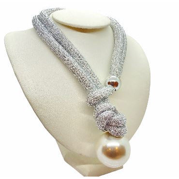 Handmade Unique Adjustable Rope Necklace with Big Pearl necklace Trendzio 