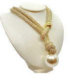 Handmade Unique Adjustable Rope Necklace with Big Pearl necklace Trendzio 