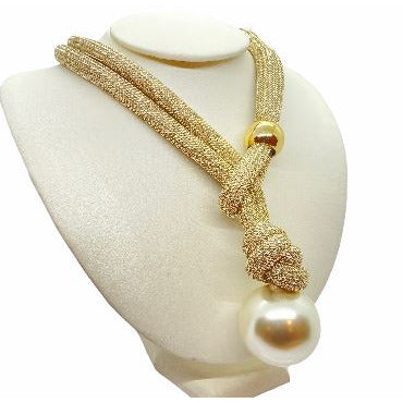 Handmade Unique Adjustable Rope Necklace with Big Pearl necklace Trendzio 