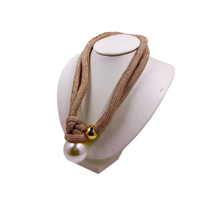 Handmade Unique Adjustable Rope Necklace with Big Pearl Necklaces Trendzio 