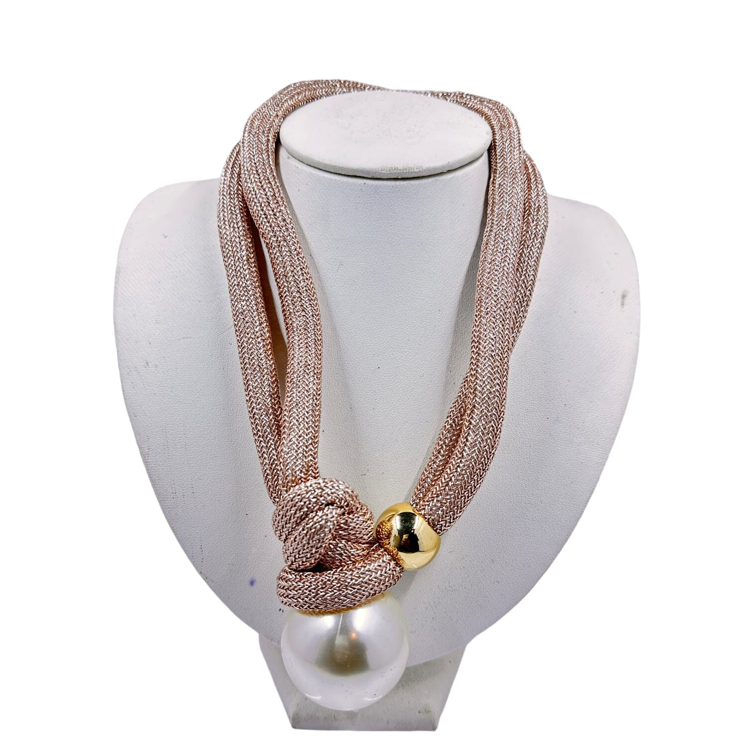 Woven Imitation Pearl Rope Necklace - Ruby Lane