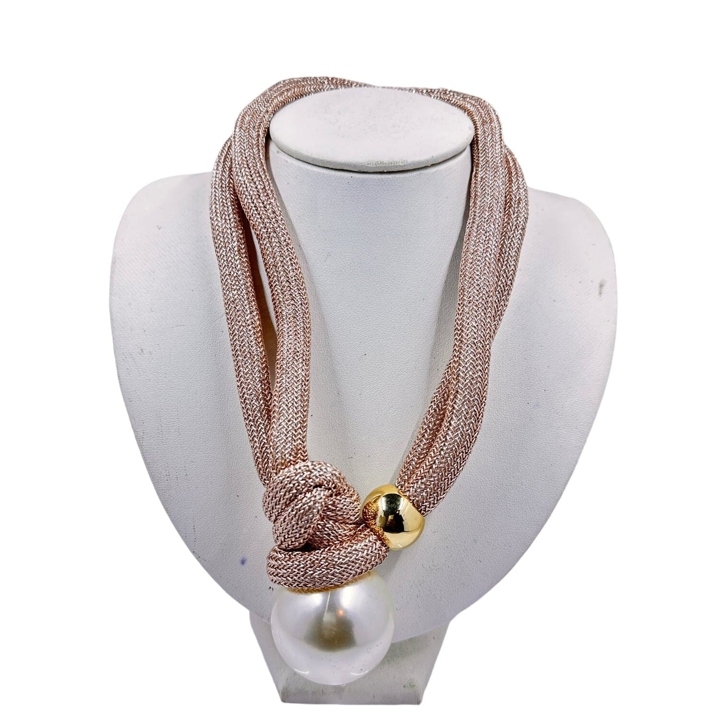 Handmade Unique Adjustable Rope Necklace with Big Pearl Necklaces Trendzio Rose Gold 
