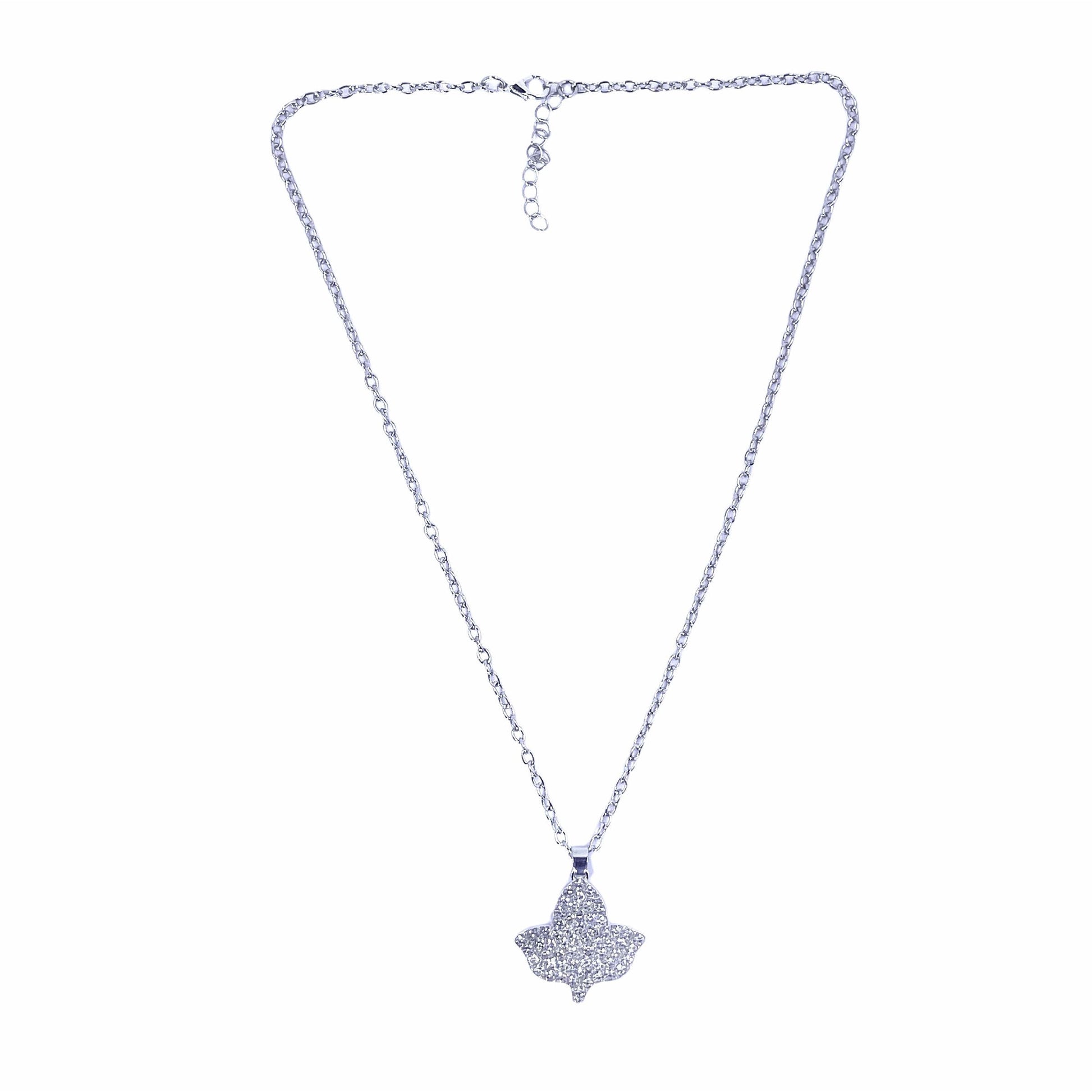 Ivy Mixed Shapes Engraved Necklace with Diamonds