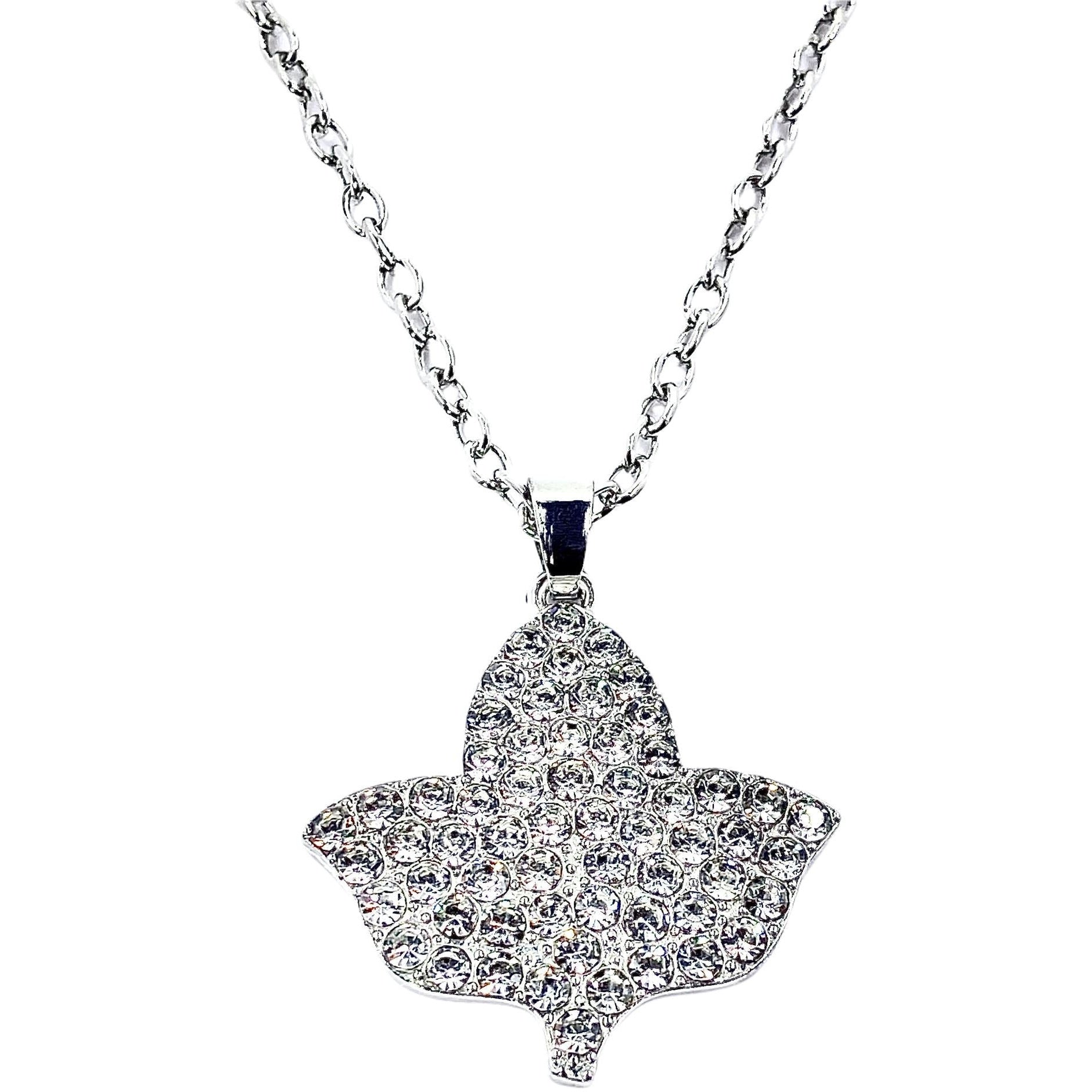 Ivy Leaf Silver Necklace Encrusted with CZ Diamonds or Pearls necklace TRENDZIO CZ Diamonds 