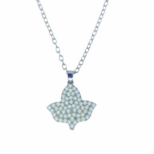 Ivy Leaf Silver Necklace Encrusted with CZ Diamonds or Pearls necklace TRENDZIO Faux Pearls 