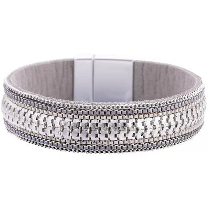 Jackie Boho Multilayer Leather Wrap Bracelet Bracelets Trendzio Silver 