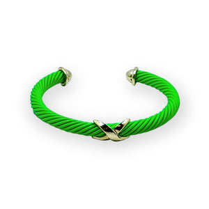 Keely Cable Gold X Bracelet Bracelets TRENDZIO Green 