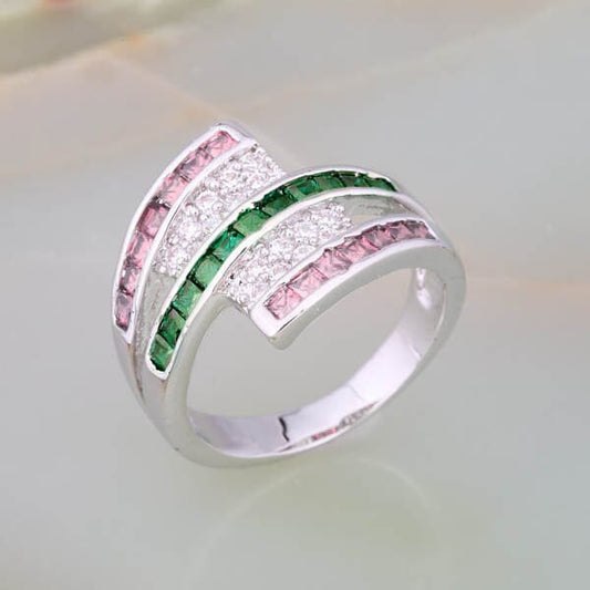 Laila Pink Sapphire Green Emerald Ring Rings Trendzio 6 