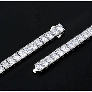 Leonardo 8mm Princess Cut White Gold Tennis Bracelet Bracelets Trendzio 