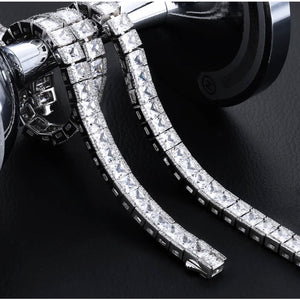 Leonardo 8mm Princess Cut White Gold Tennis Bracelet Bracelets Trendzio 