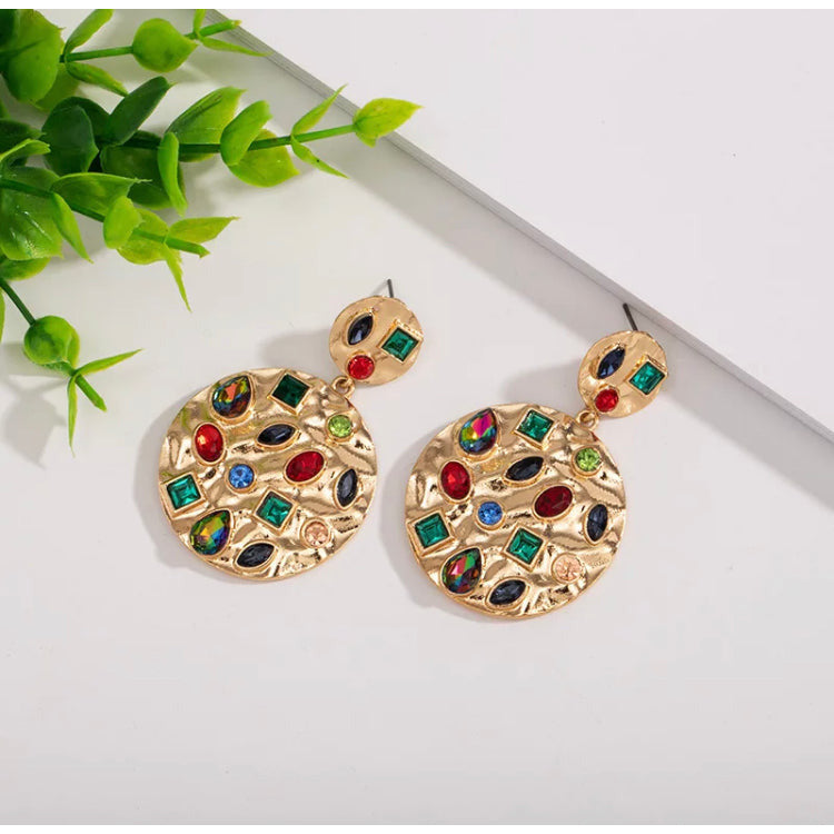 Lia Gemstone Gold Dangle Earrings TRENDZIO 