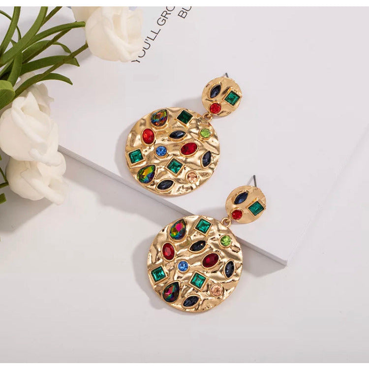 Lia Gemstone Gold Dangle Earrings TRENDZIO 