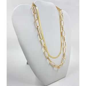 Linked Herringbone and Chain Gold Plated Necklace necklace TRENDZIO 