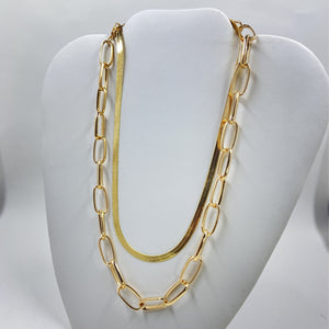 Linked Herringbone and Chain Gold Plated Necklace necklace TRENDZIO 