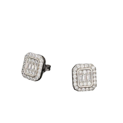 Mauricio Men Stud Diamond Earrings Earrings Trendzio Silver 