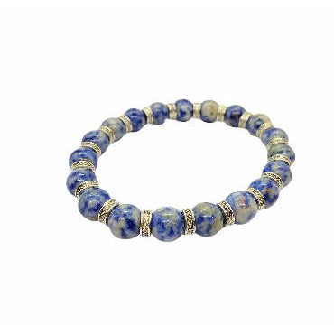 Men's 10mm Natural Gemstone Bead Bracelets Bracelets Trendzio Blue Sodalite and Silver 