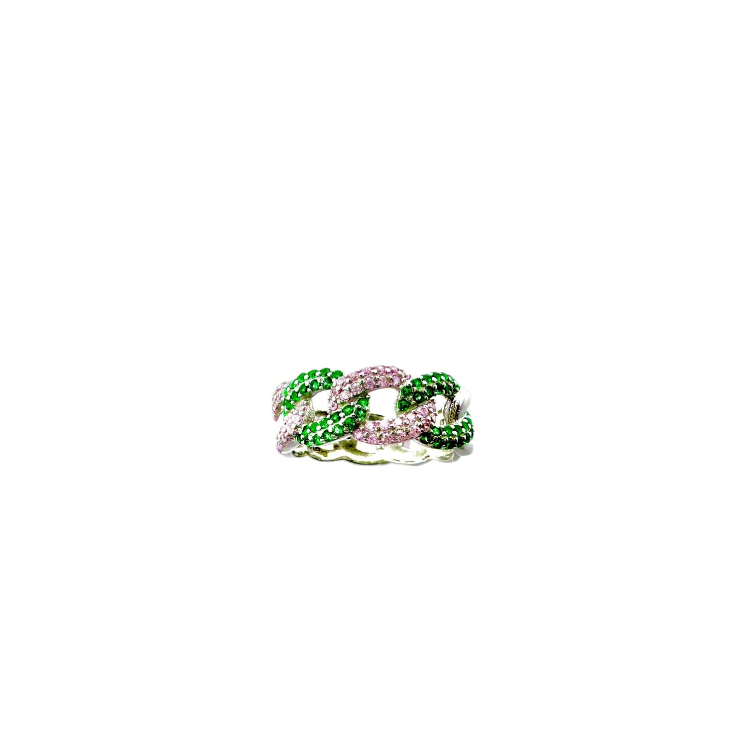 Michele Pink and Green Chain Link Ring Rings TRENDZIO 