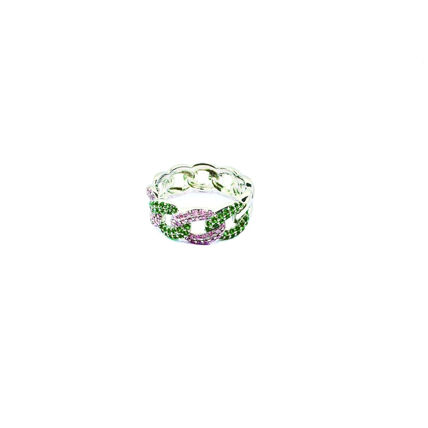 Michele Pink and Green Chain Link Ring Rings TRENDZIO 