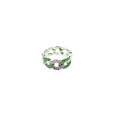 Michele Pink and Green Chain Link Ring Rings TRENDZIO 