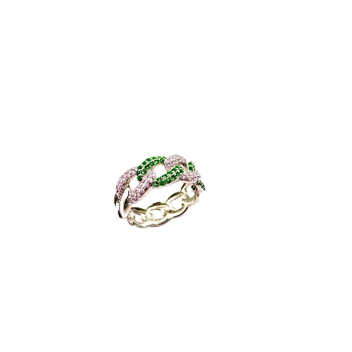 Michele Pink and Green Chain Link Ring Rings TRENDZIO 6 