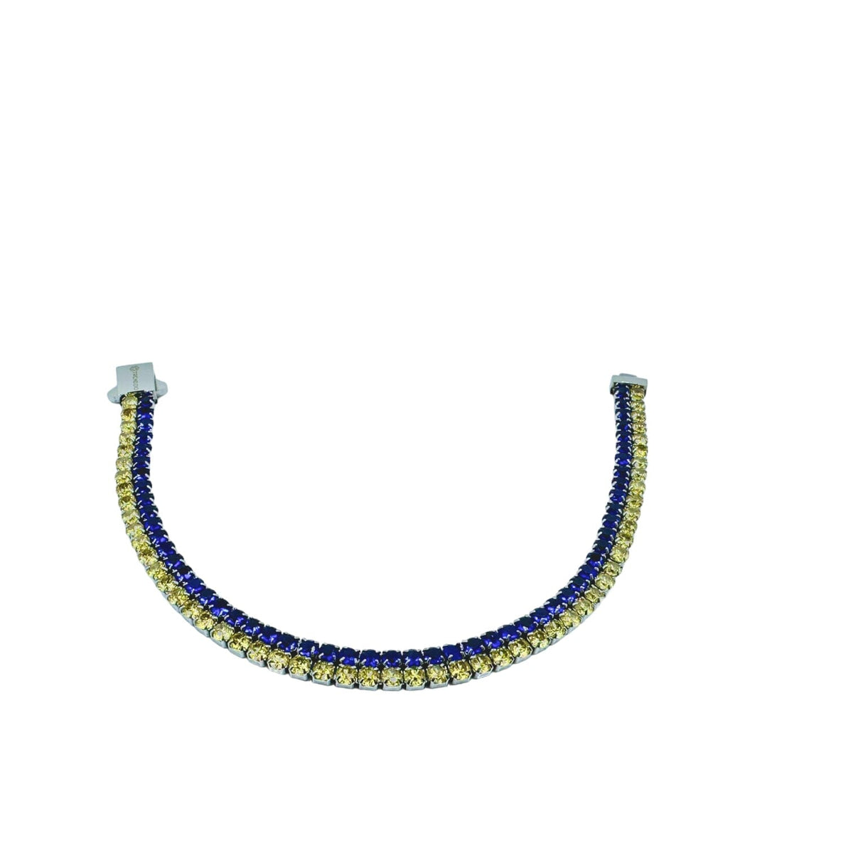 Nara Double Row Cubic Zirconia Tennis Bracelet Blue and Yellow Bracelets TRENDZIO 