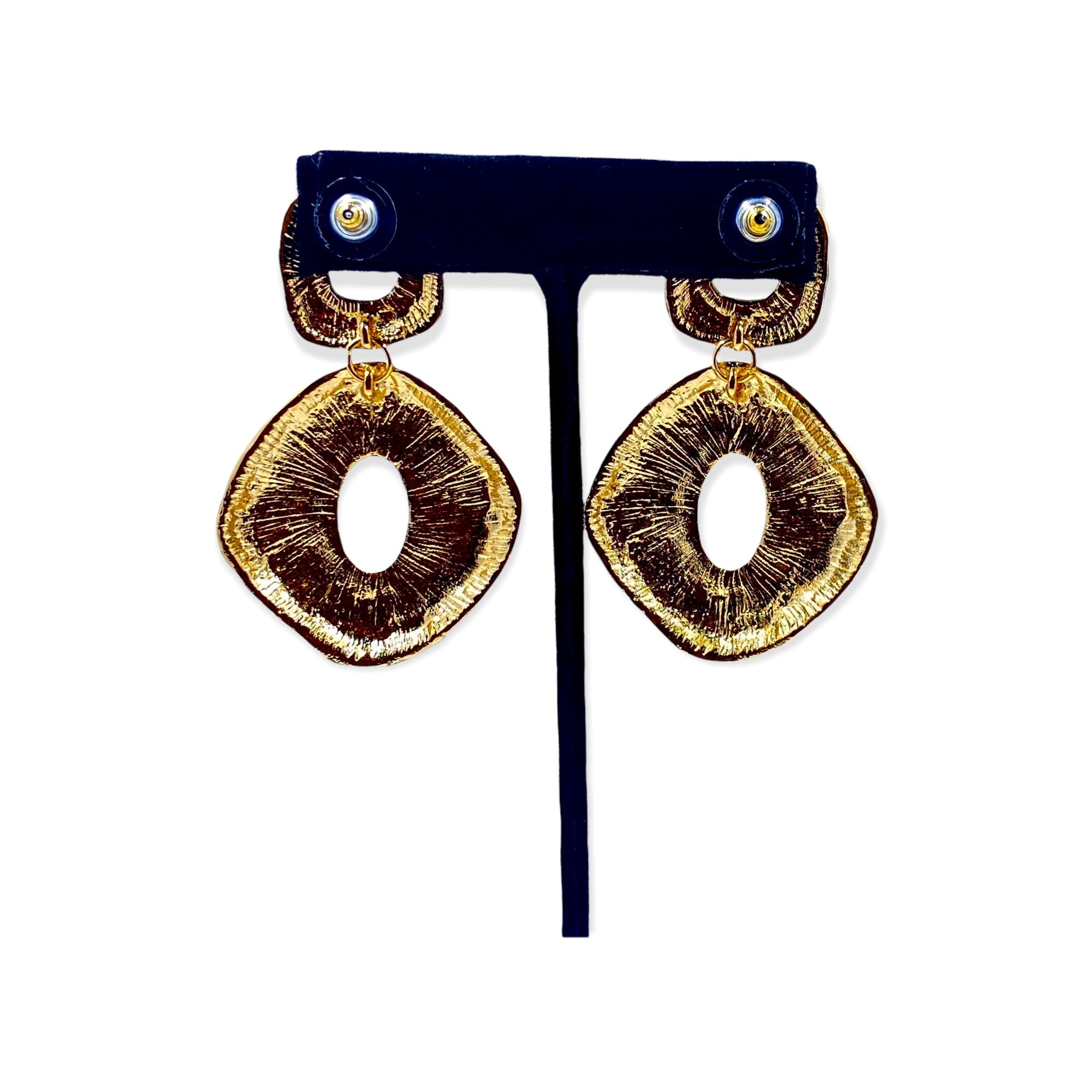 Nina Black and Gold Statement Earrings   Trendzi ...