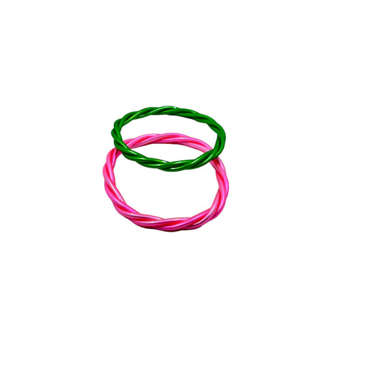 Nydia Silicone Pink and Green Twist Bracelet Bracelets Trendzio 